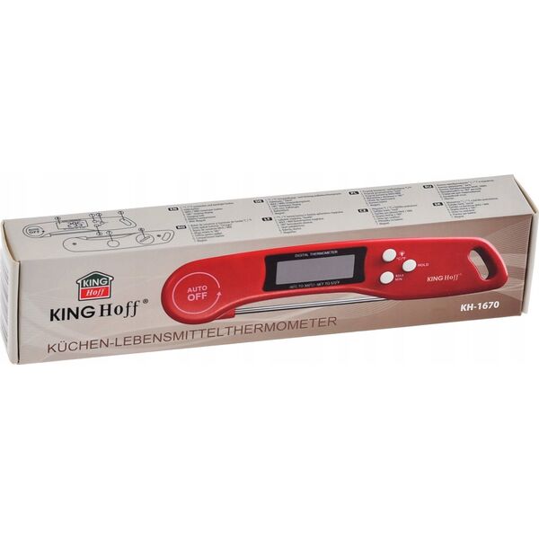 KingHoff TERMOMETR ELEKTRONICZNY DO POTRAW -50-300C LCD KINGHOFF KH-1670 Czerwony