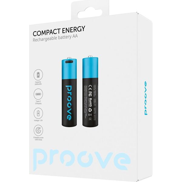 2 Akumulator Paluszek Akumulatorki Aa R6 2400mwh Ładowania Usb-c Usb Type-c / Rbce26010008
