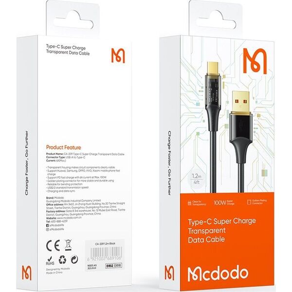 Kabel USB Mcdodo USB-C - USB-A 1.8 m Czarny (CA-2092)