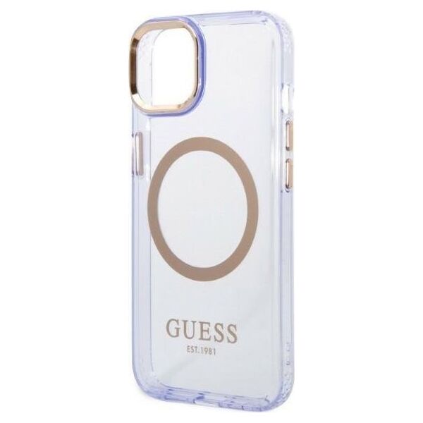 Guess Etui Guess GUHMP14SHTCMU Apple iPhone 14 purpurowy/purple hard case Gold Outline Translucent MagSafe