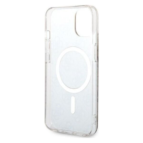 Guess Guess zestaw ładowarka MagSafe + etui do iPhone 14 6,1" brązowe 4G Print (GUBPP14SH4EACSW)