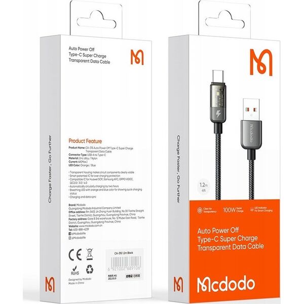 Kabel USB Mcdodo USB-C - USB-A 1.8 m Czarny (CA-3151)