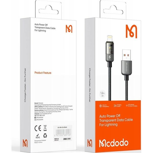 Kabel USB Mcdodo USB-A - Lightning 1.2 m Czarny (CA-3140)