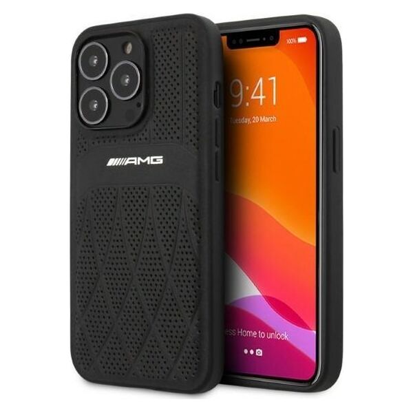 Mercedes AMG AMHCP13LOSDBK iPhone 13 Pro / 13 6,1" czarny/black hardcase Leather Curved Lines