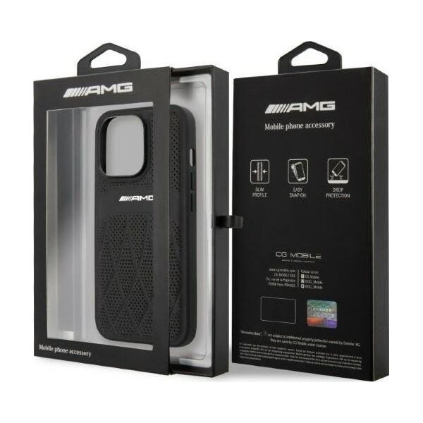 Mercedes AMG AMHCP13LOSDBK iPhone 13 Pro / 13 6,1" czarny/black hardcase Leather Curved Lines