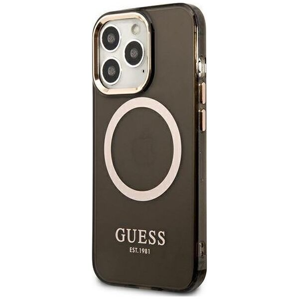 Guess Guess GUHMP13LHTCMK iPhone 13 Pro / 13 6,1" czarny/black hard case Gold Outline Translucent MagSafe