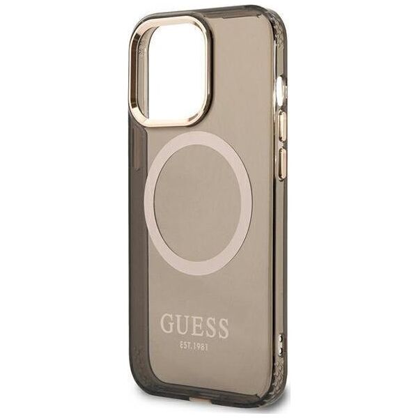 Guess Guess GUHMP13LHTCMK iPhone 13 Pro / 13 6,1" czarny/black hard case Gold Outline Translucent MagSafe