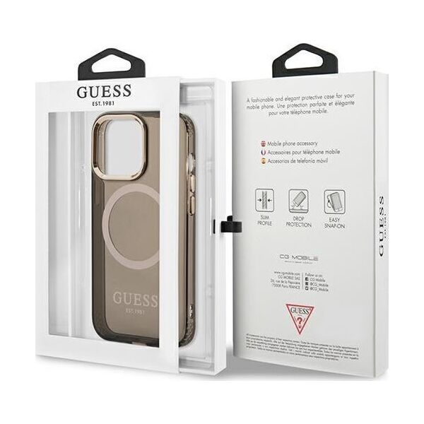 Guess Guess GUHMP13LHTCMK iPhone 13 Pro / 13 6,1" czarny/black hard case Gold Outline Translucent MagSafe
