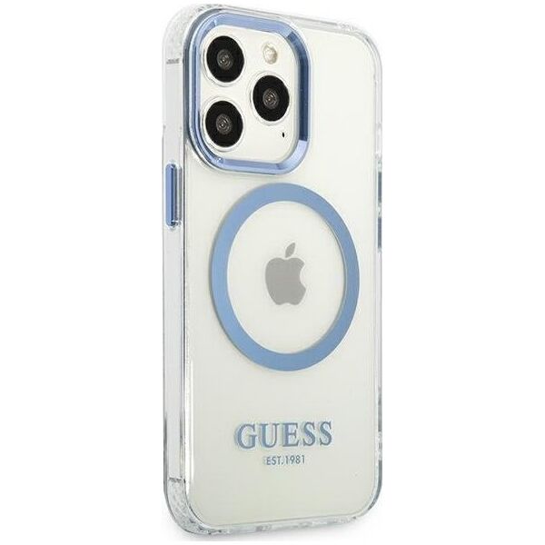 Guess Guess GUHMP13LHTRMB iPhone 13 Pro / 13 6,1" niebieski/blue hard case Metal Outline Magsafe