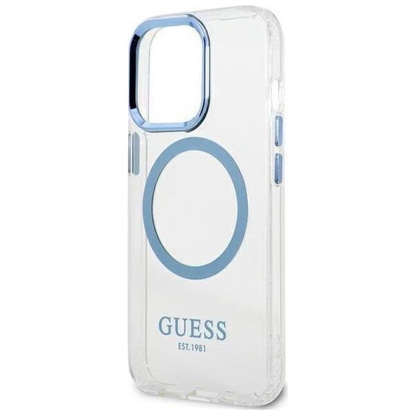 Guess Guess GUHMP13LHTRMB iPhone 13 Pro / 13 6,1" niebieski/blue hard case Metal Outline Magsafe