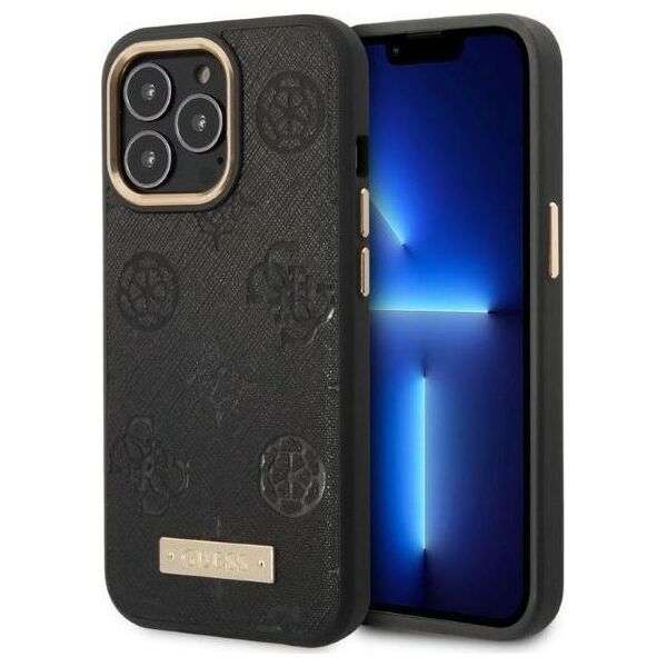Guess Guess GUHMP13LSAPSTK iPhone 13 Pro / 13 6,1" czarny/black hardcase Peony Logo Plate MagSafe