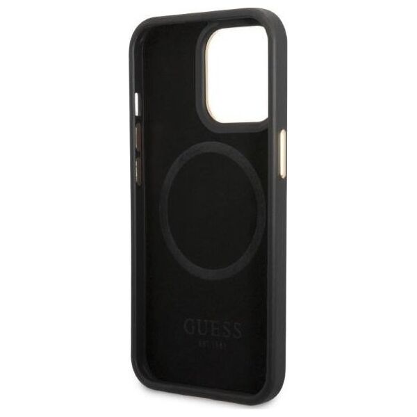 Guess Guess GUHMP13LSAPSTK iPhone 13 Pro / 13 6,1" czarny/black hardcase Peony Logo Plate MagSafe