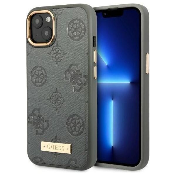 Guess Guess GUHMP13MSAPSTG iPhone 13 6,1" szary/grey hardcase Peony Logo Plate MagSafe