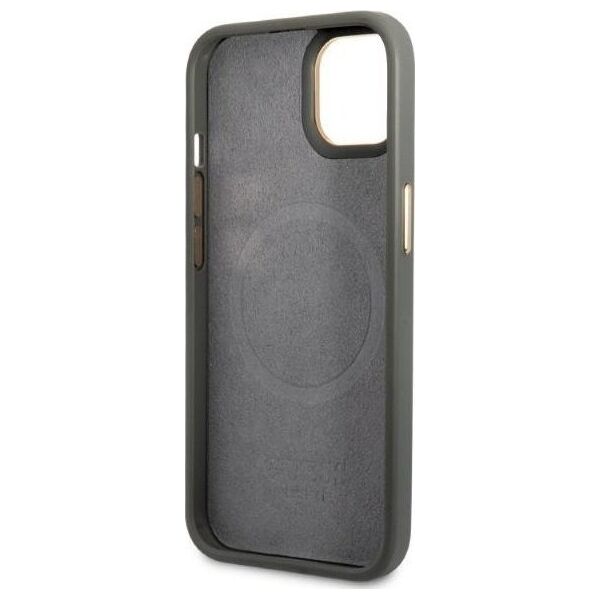 Guess Guess GUHMP13MSAPSTG iPhone 13 6,1" szary/grey hardcase Peony Logo Plate MagSafe