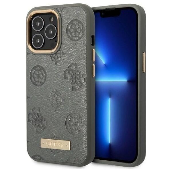 Guess Guess GUHMP13XSAPSTG iPhone 13 Pro Max 6,7" szary/grey hardcase Peony Logo Plate MagSafe