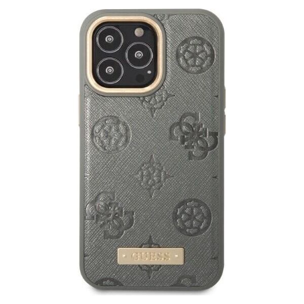 Guess Guess GUHMP13XSAPSTG iPhone 13 Pro Max 6,7" szary/grey hardcase Peony Logo Plate MagSafe