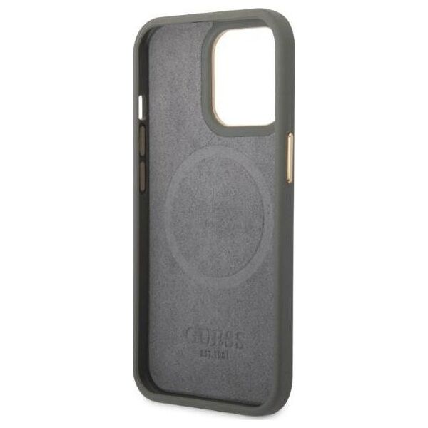 Guess Guess GUHMP13XSAPSTG iPhone 13 Pro Max 6,7" szary/grey hardcase Peony Logo Plate MagSafe