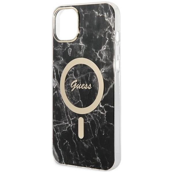 Guess Guess zestaw ładowarka MagSafe + etui do iPhone 14 Plus 6,7" czarne Marble (GUBPP14MHMEACSK)