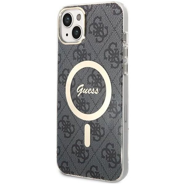 Guess Guess zestaw ładowarka MagSafe + etui do iPhone 14 6,1" czarne 4G Print (GUBPP14SH4EACSK)