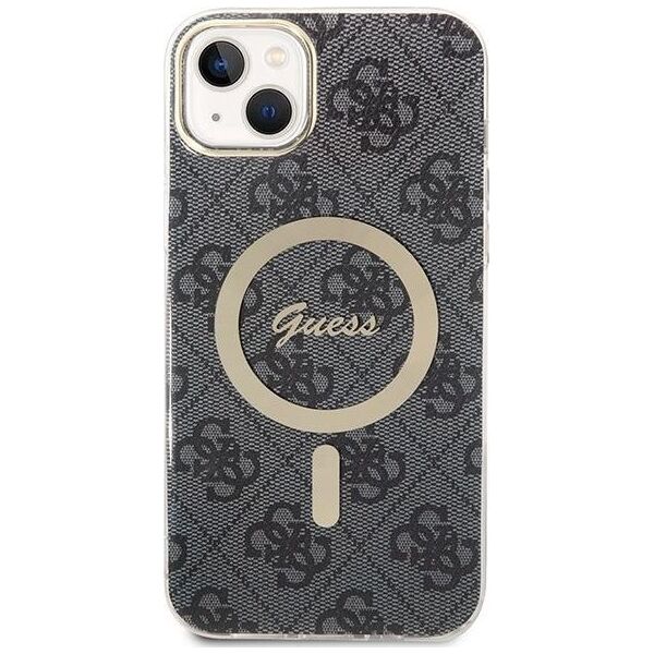 Guess Guess zestaw ładowarka MagSafe + etui do iPhone 14 6,1" czarne 4G Print (GUBPP14SH4EACSK)