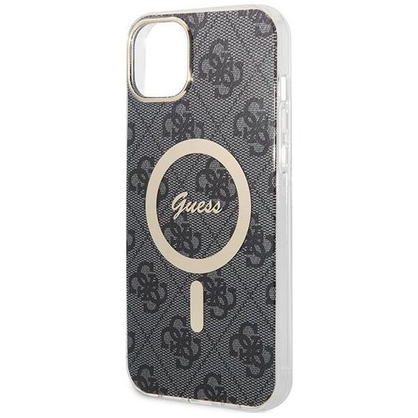 Guess Guess zestaw ładowarka MagSafe + etui do iPhone 14 6,1" czarne 4G Print (GUBPP14SH4EACSK)