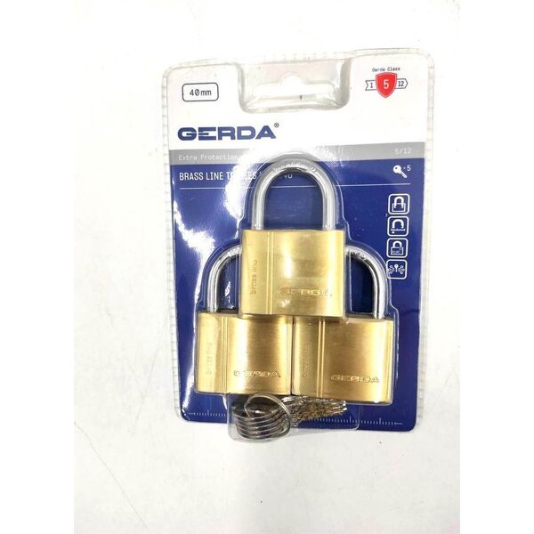 Gerda BRASS LINE KMZ S40 Zestaw 3-triples kłódek mosiężn