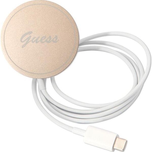 Guess Guess Bundle Pack MagSafe 4G - Zestaw etui + ładowarka MagSafe iPhone 12 / iPhone 12 Pro (brązowy/złoty)