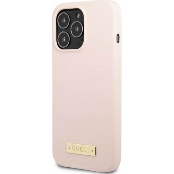 Guess Guess Silicone Logo Plate MagSafe - Etui iPhone 13 Pro Max (różowy)