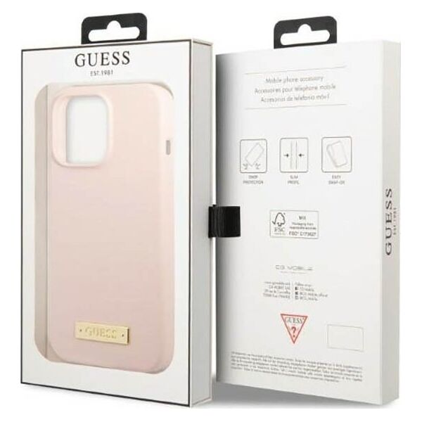 Guess Guess Silicone Logo Plate MagSafe - Etui iPhone 13 Pro Max (różowy)