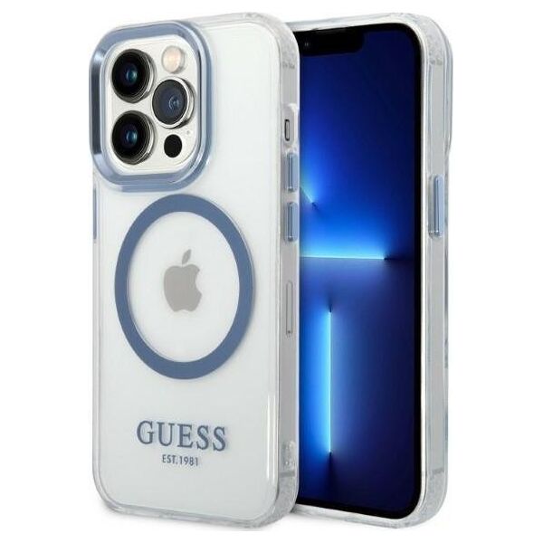 Guess Etui Guess GUHMP14XHTRMB Apple iPhone 14 Pro Max niebieski/blue hard case Metal Outline Magsafe