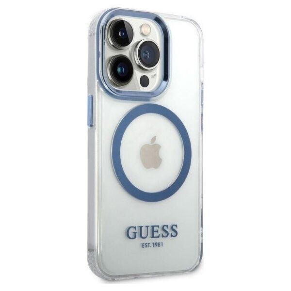Guess Etui Guess GUHMP14XHTRMB Apple iPhone 14 Pro Max niebieski/blue hard case Metal Outline Magsafe