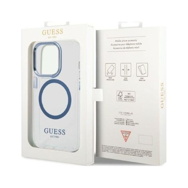 Guess Etui Guess GUHMP14XHTRMB Apple iPhone 14 Pro Max niebieski/blue hard case Metal Outline Magsafe