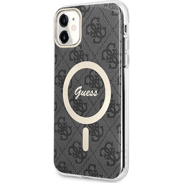 Guess Guess Bundle Pack MagSafe 4G - Zestaw etui + ładowarka MagSafe iPhone 11 (czarny/złoty)