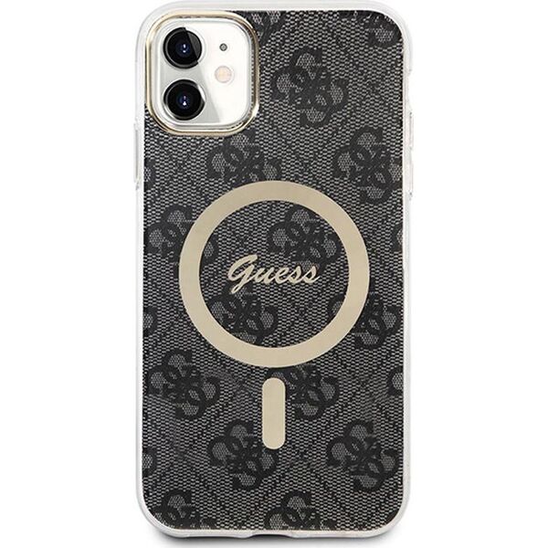 Guess Guess Bundle Pack MagSafe 4G - Zestaw etui + ładowarka MagSafe iPhone 11 (czarny/złoty)