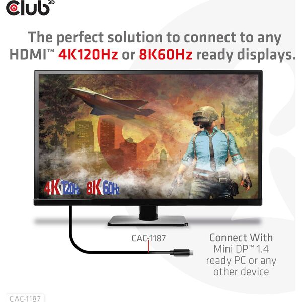 Kabel Club 3D DisplayPort Mini - HDMI 1.8m czarny (CAC-1187)