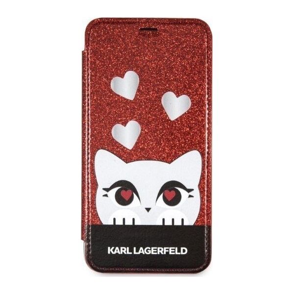 Karl Lagerfeld Etui Karl Lagerfeld KLFLBKPXVDCRE Apple iPhone XS/X red/czerwony book Valentine