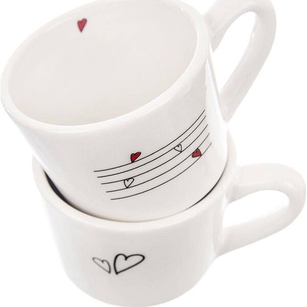 Orion Kubki / filiżanki z uchem ceramiczne białe SERDUSZKA zestaw 2 szt. 210 ml