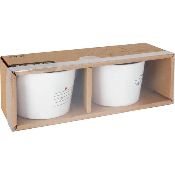 Orion Kubki / filiżanki z uchem ceramiczne białe SERDUSZKA zestaw 2 szt. 210 ml