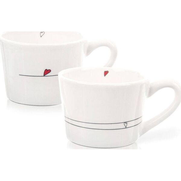Orion Kubki / filiżanki z uchem ceramiczne białe SERDUSZKA zestaw 2 szt. 200 ml