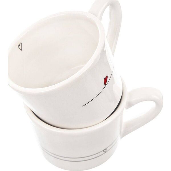 Orion Kubki / filiżanki z uchem ceramiczne białe SERDUSZKA zestaw 2 szt. 200 ml