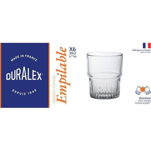 Duralex DURALEX - Stackable Transparent - Szklanka 20 cl - szklo hartowane