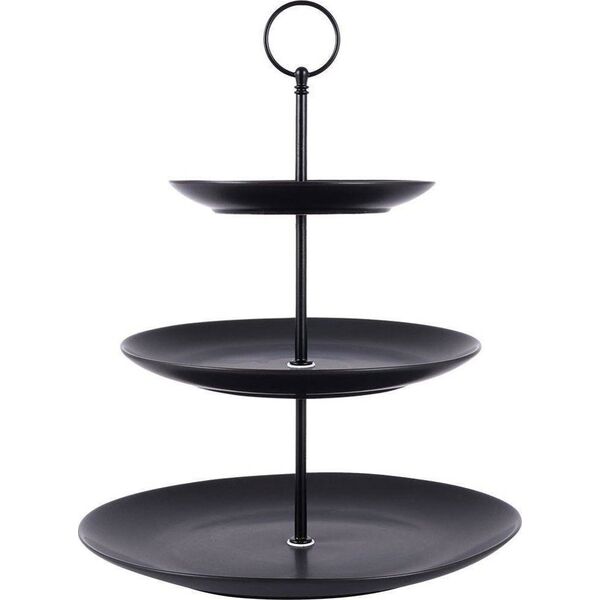 Hit Patera 3-poziomowa porcelanowa czarna 34 cm