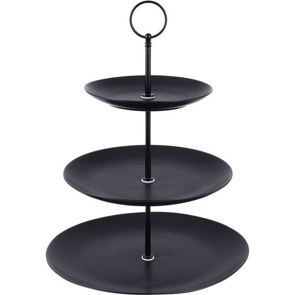 Hit Patera 3-poziomowa porcelanowa czarna 34 cm