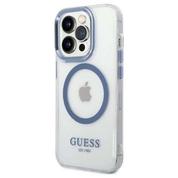 Guess Etui Guess GUHMP14LHTRMB Apple iPhone 14 Pro niebieski/blue hard case Metal Outline Magsafe