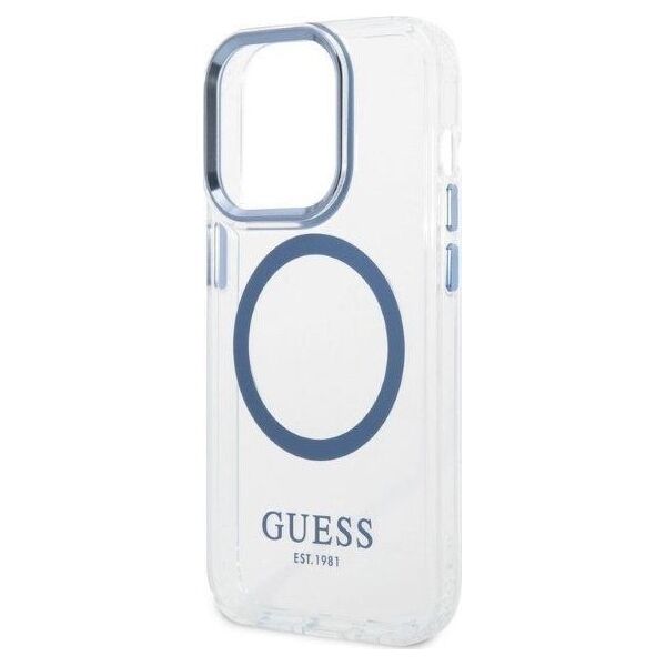 Guess Etui Guess GUHMP14LHTRMB Apple iPhone 14 Pro niebieski/blue hard case Metal Outline Magsafe