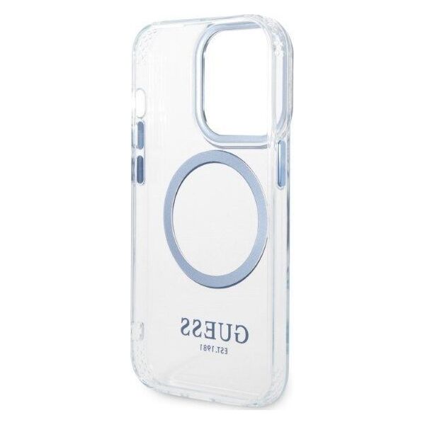 Guess Etui Guess GUHMP14LHTRMB Apple iPhone 14 Pro niebieski/blue hard case Metal Outline Magsafe
