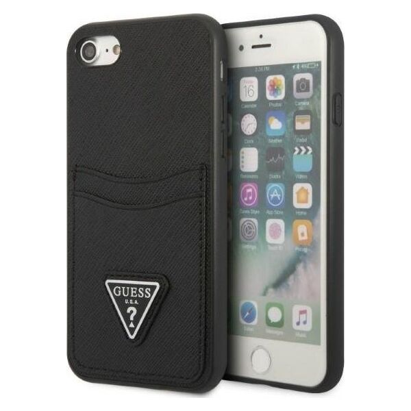 Guess Etui Guess GUHCI8PSATPK Apple iPhone SE 2022/SE 2020/8/7 hardcase czarny/black hardcase Saffiano Triangle Logo Cardslot