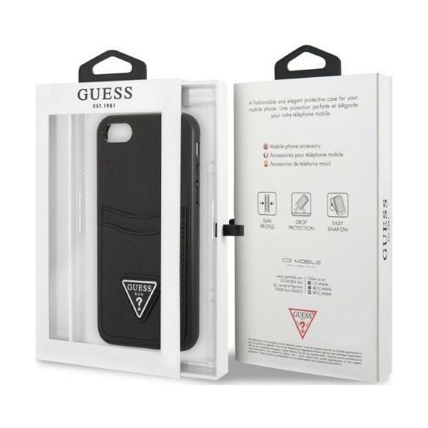 Guess Etui Guess GUHCI8PSATPK Apple iPhone SE 2022/SE 2020/8/7 hardcase czarny/black hardcase Saffiano Triangle Logo Cardslot