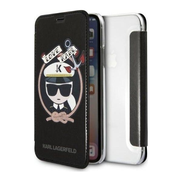 Karl Lagerfeld Etui Karl Lagerfeld KLFLBKPXKSB Apple iPhone XS/X czarny/black bookcase Signature Glitter