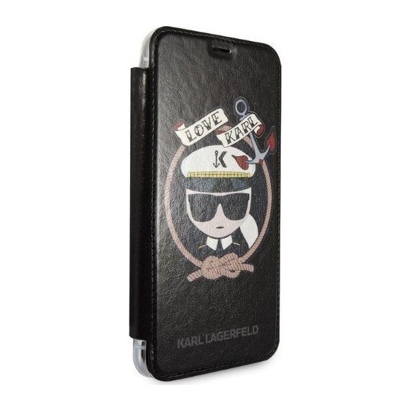 Karl Lagerfeld Etui Karl Lagerfeld KLFLBKPXKSB Apple iPhone XS/X czarny/black bookcase Signature Glitter